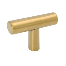 Goldenwarm 15Pack Single Hole Gold Cabinet Knobs and Pulls Door Cupboards Drawers Bedroom Furniture Handles 50mm/2in Overall Length Brushed Brass
