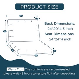 Codi Outdoor Deep Seat Cushion Set 24x24x4 Inch - Textured Linen Fabric, Waterproof, Fade Resistant, Stylish Chair Cushions Replacement for Patio Furniture, Grey