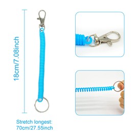 TSHAOUN 20 Pcs Stretchy Spiral Keyring, Retractable Keychain Coil Springs Keychain Plastic Key Holder Colourful Key Chain for Work, School, Keys, Wallet, Cellphone, ID Card, Backpack (Multicolor)