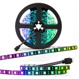 SUPERNIGHT - 5050 RGB LED Strip Lights-16.4ft 300 LEDs 60Leds/M, Color Changing LED Lights for Valentine Decor, Wedding Sparklers, Christmas Lights, Indoor Decoration, Rope Lighting Decoration (Black PCB Strip)
