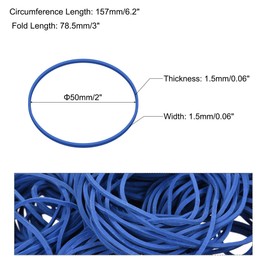 sourcing map Rubber Band Stretchable Rubber Elastic Band Blue 2inch Dia 0.06inch Thick for Home Office Pack of 800