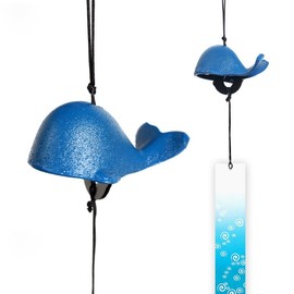 Oavand Japanese Bless Whale Small Wind Chimes Outdoor, Iwachu Cast Iron Lucky Temple Wind Bell Memorial and Sympathy Wind Chimes for Outside Good Luck for Garden, Patio, Balcony