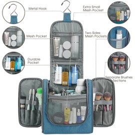 Narwey Travel Hanging Toiletry Wash Bag Makeup Cosmetic Organizer for Women Girls Kids (Navy Blue (Large))