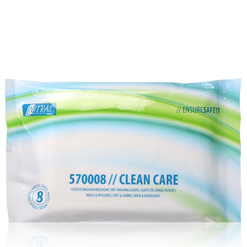 Nitras Clean Care Moist Disposable Wash Mitts with Aloe Vera