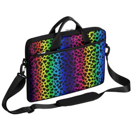 Rainbow Leopard Print Laptop Case Bag for Women Girls,15.6 inch Messenger Shoulder Bags,Water Resistant Notebook Computer Bag Briefcase Sleeve Carrying for Work,School