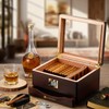 GLENCREAG MMT-3041 Cigar Humidor Box for 55 Counts, See-Through Design