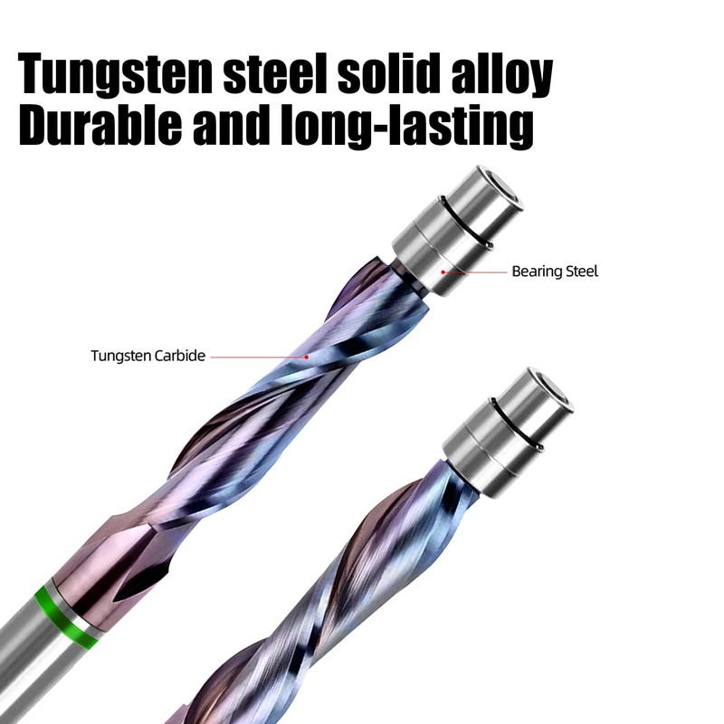 HARDWIN 1/4" Shank Solid Carbide Down-Cut Spiral Flush Trim Router