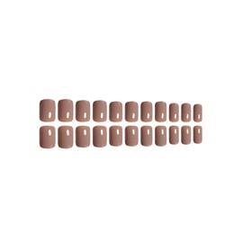 Brown Press on Nails Short Square SWEKKE Petite Fake Nails Full Cover Solid Color Glue on Nails Glossy Fall False Nails with Nail Glue Acrylic Nails Manicure Artificial Nails for Women Girls 24Pcs