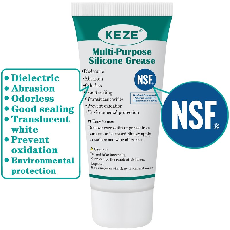 KEZE 92003 Silicone Grease with PTFE,Teflon-Based Lubricant Silicon Grease Tube