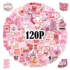 120pcs Bookish Pink Cartoon Stickers, Waterproof Reusable Reading Stickers
