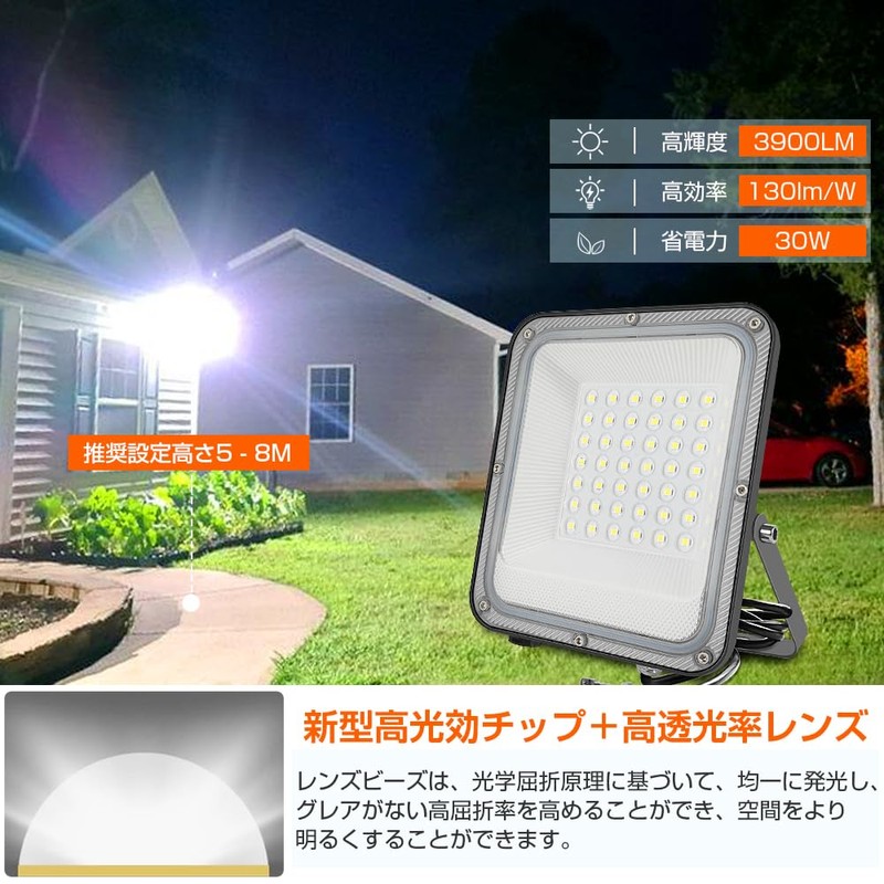 MAGOKORO LED Floodlight, 30W, 3900 LM, Daylight, Outdoor, IP66, Waterproof,