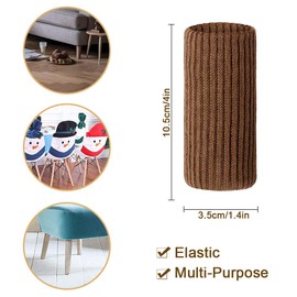 28 Piece Brown Furniture Socks, SACONELL Polyester Chair Leg Socks Floor Protector Elastic Wool Knit Floor Furniture Feet Covers Pads, Fit Chair Leg Girth 1-1/2 to 2-1/4 inches