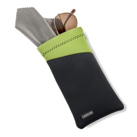 Carson Eyeglass Pouch with Built-in Microfiber Cloth for Eyewear and Sunglasses, Lime Green (EC-10GYGR), Large