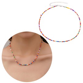 ROYJJ Colorful Bohemia Beaded Necklaces for Women Ethnic Beach Choker Jewelry Colorful Bead Clavicle Chain Microbeads Link