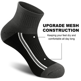 Gonii men ankle socks for men athletic running Cushion Quarter Socks 5 Pairs Grey
