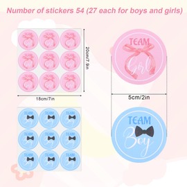 54 Pzs Pegatinas Autoadhesivas 5 cm para Revelar el Género del Bebé, en Rosa y Azul para Votar Por el Equipo de Niño o Niña Fiestas Revelación de Género Baby Shower