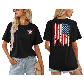 USA Flag T-Shirt for Women American Flag Shirts 4th of July T Shirt Patriotic Shirt Casual Summer Tops