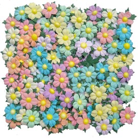 Handmade 100 Pcs Lovely Mulberry Paper Flowers 30x30mm Scrapbooking Wedding DIY Craft Supplies Card Paper Flowers Craft Projects Artificial Flowers (Pastels Tone)
