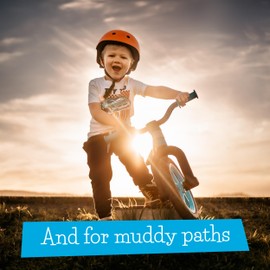 Chillafish Bmxie² Lightweight Balance Bike with Integrated Footrest and Footbrake for Kids Ages 2 to 5 Years, 12-inch Airless Rubberskin Tires, Adjustable Seat Without Tools, Blue