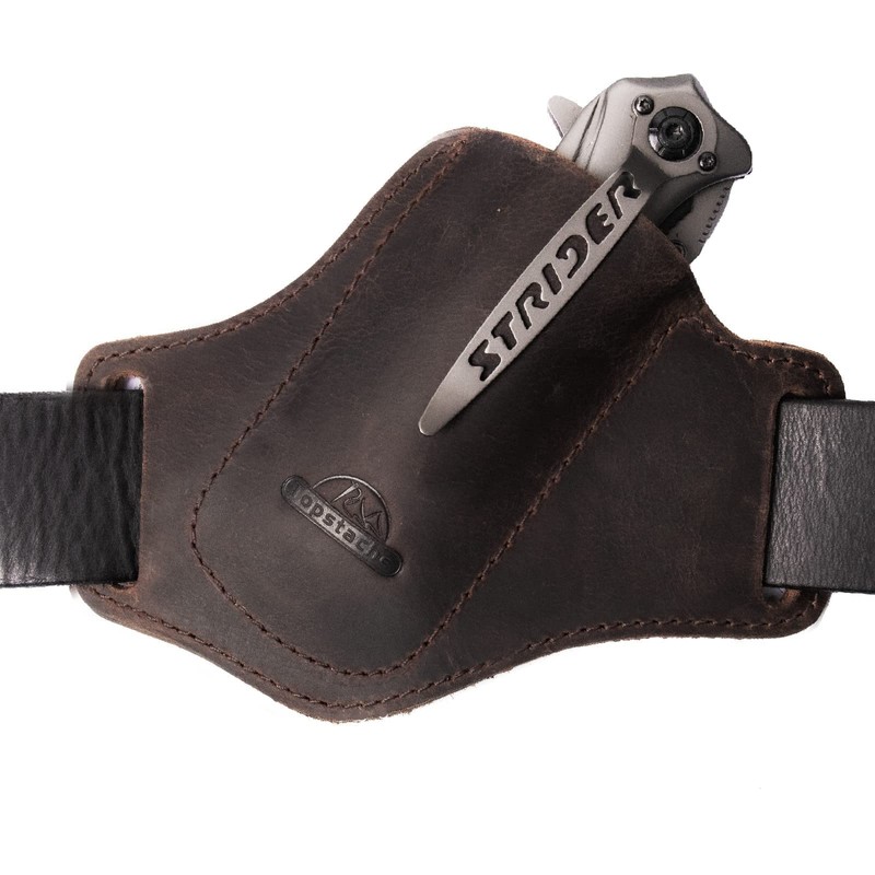 Topstache Handmade Leather Pocket Knife Sheath for Belt,EDC Belt Folding