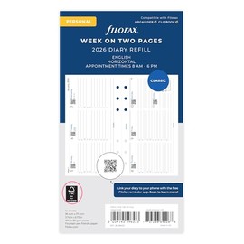 Filofax Personal horizontal week on two pages with appointments English 2026 diary 26-68420