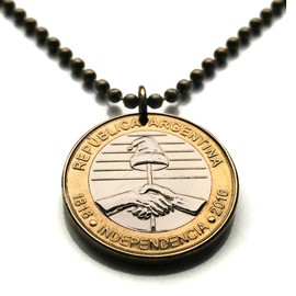 2016 Argentina 2 Pesos coin pendant Sol de Mayo Buenos Aires Río de la Plata Córdoba Rosario Mendoza Tucumán Puerto Madero La Plata Mar del Plata Salta San Juan Santa Fe Mataderos Resistencia n002025