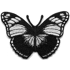 Black Butterfly Rock n roll Goth Embroidered Applique Iron-on Patch S-1308