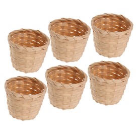 Mikinona 6pcs Storage Basket Mini Rattan Woven Baskets Rattan Flower Pot Basket Picnic Rattan Container Tiny Woven Baskets Mini Easter Basket Dollhouse Flowerpot Bride Weaving