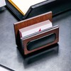 Dacasso Luxury Walnut & Black Leather Business Card Holder for