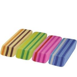 Emraw Assorted Color Fashion Stripes Pencil Eraser Rubber – Colors Included: Pink, Blue, Brown & Green (8-Pack)