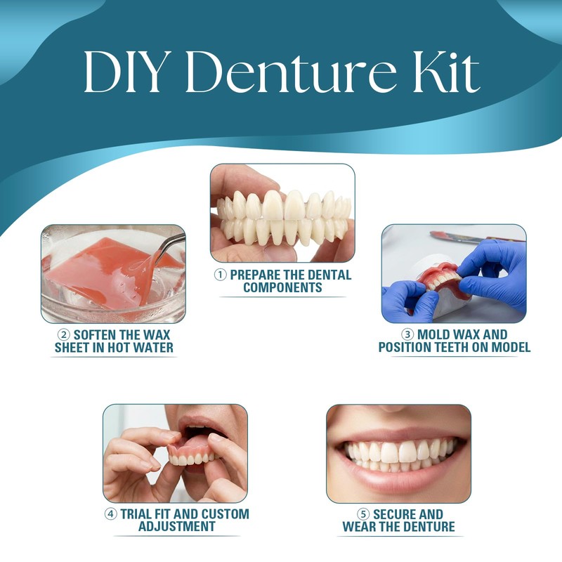 DIY Denture Kit, Temporary Full set of Dentures, DIY Full