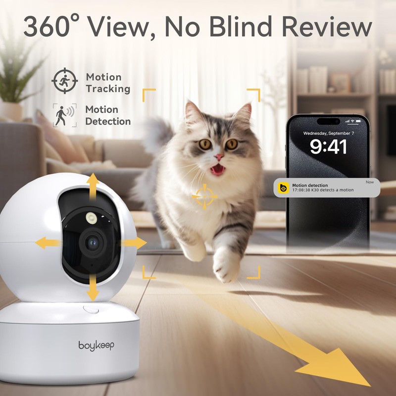 BoyKeep Indoor Camera - 2K Pet Camera, 5G/2.4GHz WiFi Cam