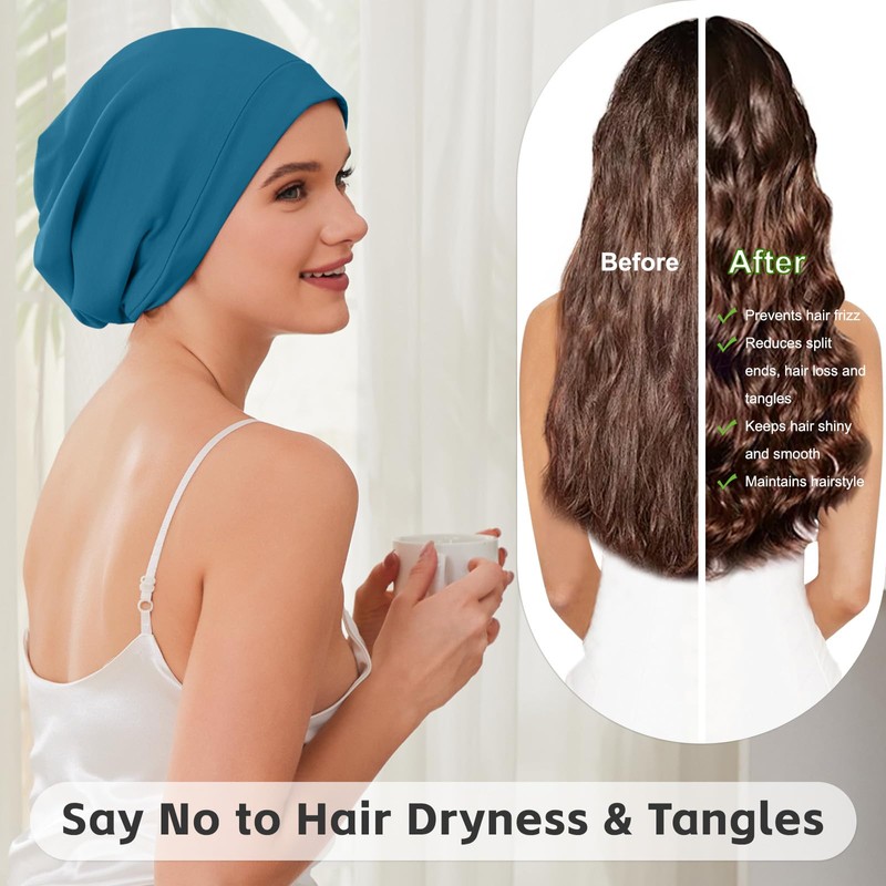 Silk Bonnet for Sleeping Women, Adjustable Silky Satin Lined Sleep