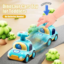 Jumkeet Baby Animal Toy Cars for Toddlers Age 18 Months+, 4PCS Children Press and Go Car, Infant Cute Dinosaur Cartoon Wind up Cars, Racing Vehicle Sets Gifts for Kids Boys Girls 1 2 3 4 5 6 Years Old
