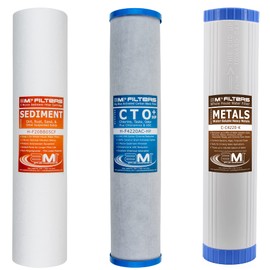 Applied Membranes Inc. 3-Stage Whole-House Water Filter Cartridge Replacements, 20-Inch Sediment, Carbon, and Heavy-Metal Filter Cartridges