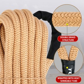 TUNORD Nylon Kinetic Recovery Tow Rope Heavy Duty Offroad Snatch Strap for for Trucks SUV UTV ATV Tractor Car Jeep, Tractor, Bobcat, Ram 2500, Silverado 2500, Ford F250 (Golden, 7/8" x 20')
