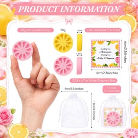 50 Sets Pink and Yellow Lemon Soap Favors for Guests Lemon Slice Soap Party Favors with Thank You Cards and Organza Bags for Pink Lemonade Anniversary Bridal Shower Wedding Birthday Gifts