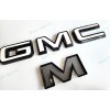 Auto GMC OVERLAY Front Rear Gloss Black White GMC Emblems