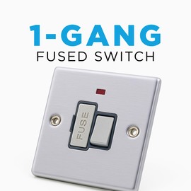 Status Fused Spur Switch, 13 Amp, Single Stainless Steel Connection Unit, 1 Gang, Switched, Pack of 1 (SSS13AFSS4)
