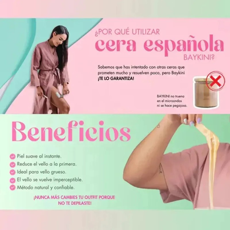 Cera Depilatoria Baykini Frutos Rojos 1kg + Regalo