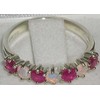 925 Sterling Silver Natural Opal & Ruby Womans Eternity Ring