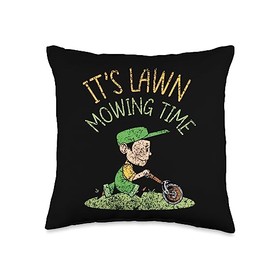 Lawn Care Gardening Lawn Mowing Gardener Time Mower Cut Grass Lawn Mowing Throw Pillow, 16x16, Multicolor