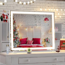 BEAUTME Vanity Mirror with Lights for Tabletop,Hollywood Lighted Makeup Mirror for Dressing Room & Bedroom,Big Desk Mirror Vanity (600×507×150mm)