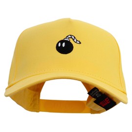 Mario Bomb Logo Embroidered Solid Cotton Twill 5 Panel Prostyle Snap Cap - Yellow OSFM