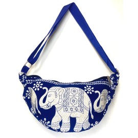 SHIONIKA Shionica Round Shoulder Bag, Crescent Shape, Crossbody Bag, Messenger Bag, Asian Bag, Casual Bag, blue/white
