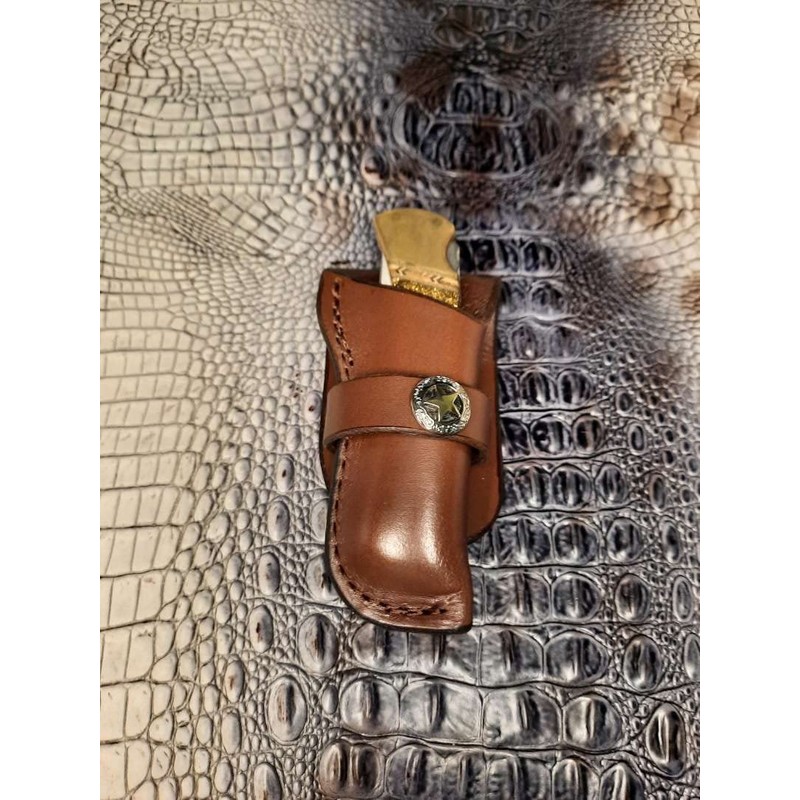 Custom Leather Knife Sheath for Buck 110 Knife, Folding Pocket