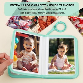 Baby Photo Book Holds 21 4x6 Photos, My First Photo Book for Baby or Toddlers, Love" Baby Photo Album Soft Cloth Family Book, Cute Book Gift for Babies Shower Newborns Family Photos (Green)