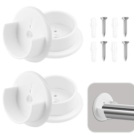 2 Pairs of Round Tube Brackets 35 mm White Plastic – Clothes Rail Holder for Wardrobe Rail Accessories