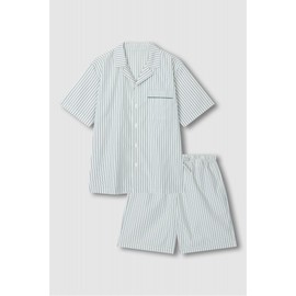 JAJU [JAJU] Men's Stripe 5-point Pajama Set_Dark Mint Grey