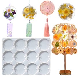 UR URLIFEHALL 2 Pcs Round Silicone Mold with 2 Hole Cavity Circle Epoxy Resin Mold Resin Casting Connector Mold for Wind Chimes Keychain Coaster